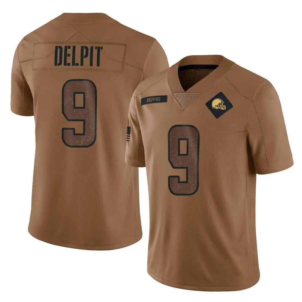 C.Browns #9 Grant Delpit Player Brown Salute to Service Limited Home Game Edoa Stitched Jerseys