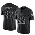B.Ravens #22 Derrick Henry Player Black REFLECTIVE Limited Edoa Stitched Jerseys