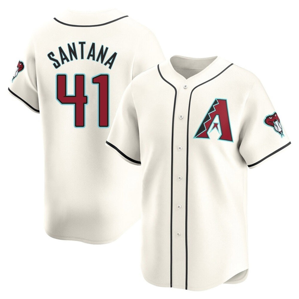 A.Diamondbacks #41 Carlos Santana Player Cream Limited Home Game Edoa Stitched Jerseys