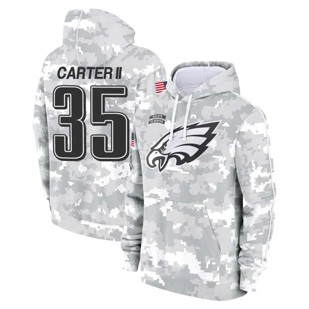 P.Eagles #35 Michael Carter II Player Arctic Camo Salute to Service Pullover Hoodies Limited Game Edoa Stitched Jerseys