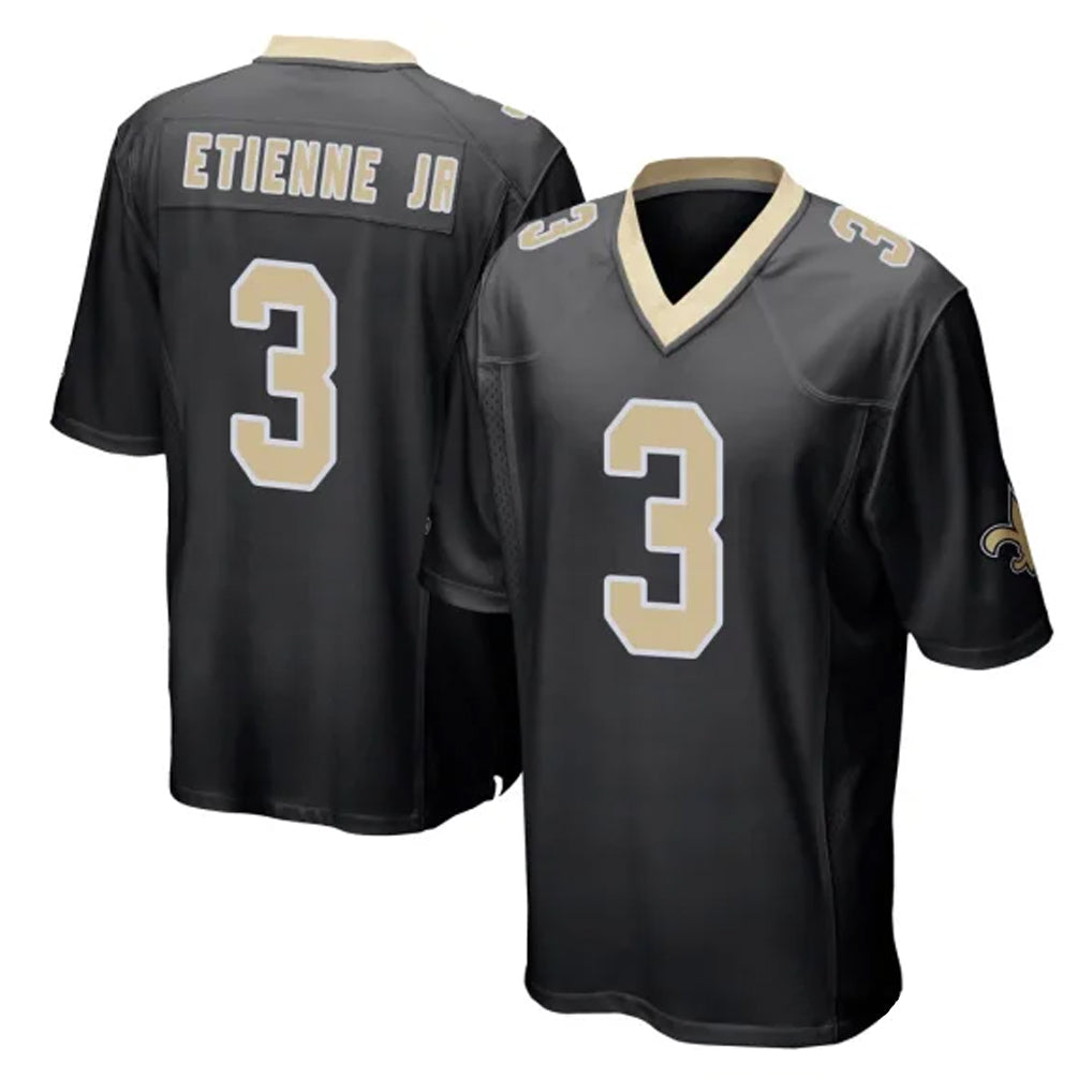 NO.Saints #3 Travis Etienne Jr. Player Black Home Game Edoa Stitched Jerseys
