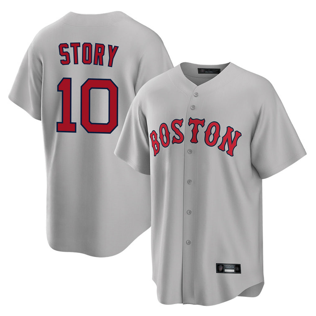 B.Red Sox #10 Trevor Story Player Gray Road Home Game Edoa Stitched Jerseys