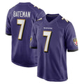 B.Ravens #7 Rashod Bateman Player Purple Home Game Edoa Stitched Jerseys