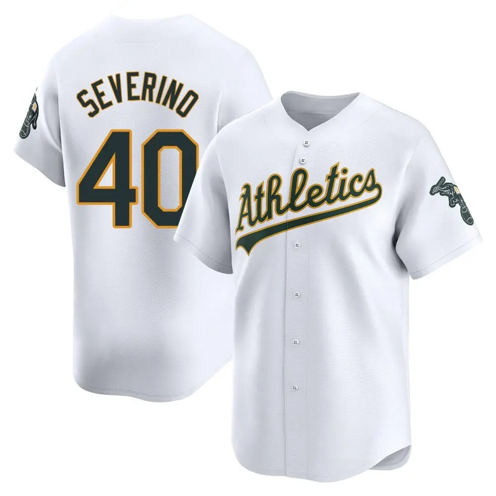 Athletics #40 Luis Severino Player White Limited Home Game Edoa Stitched Jerseys