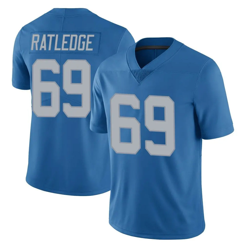 D.Lions #69 Tate Ratledge Player Blue Limited Throwback Vapor Untouchable Edoa Stitched Jerseys