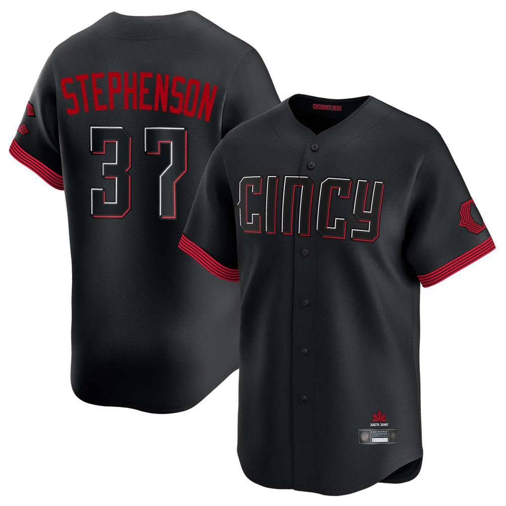 C.Reds #37 Tyler Stephenson Player Black City Connect Home Limited Edoa Stitched Jerseys