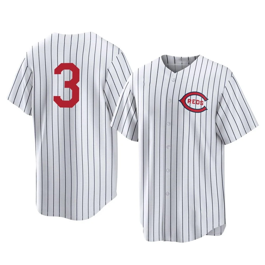 C.Reds #3 Ke'Bryan Hayes Player White Stripe Field of Dreams Game Home Edoa Stitched Jerseys