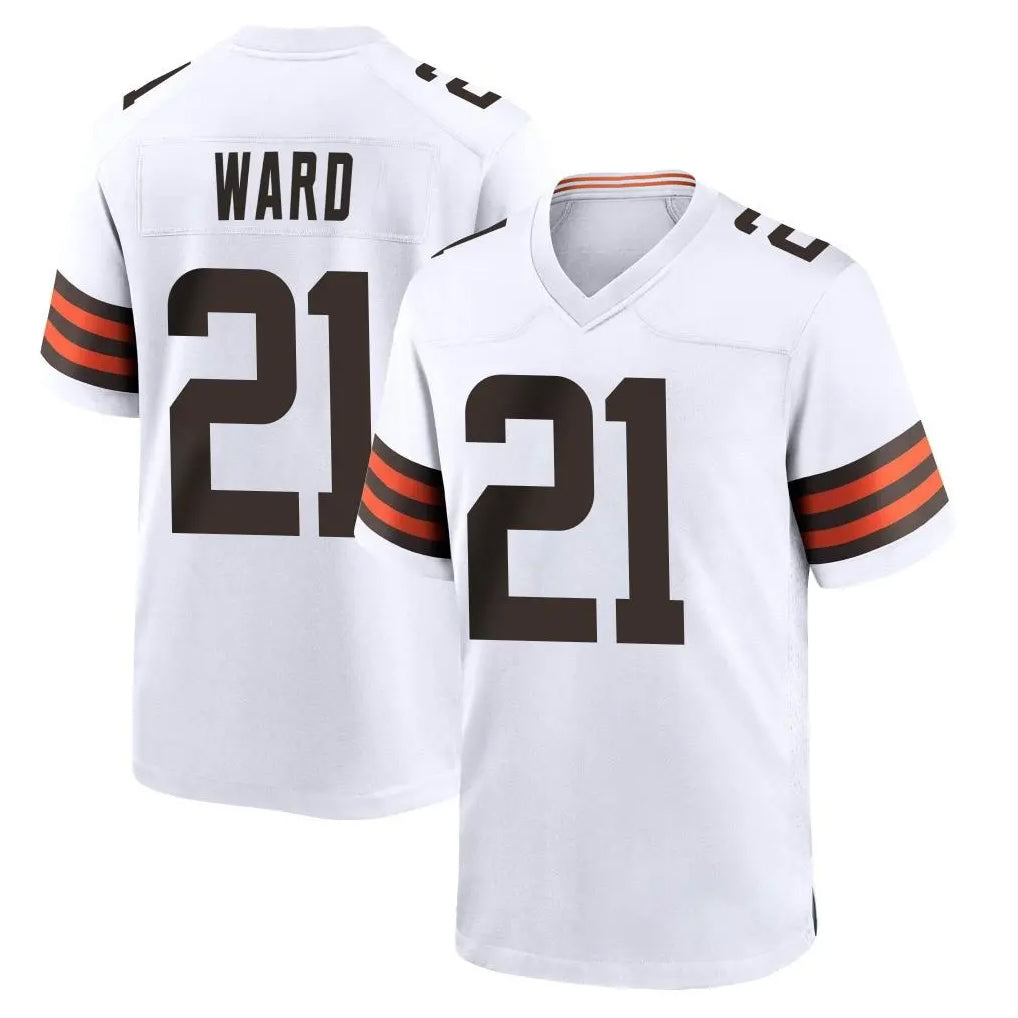 C.Browns #21 Denzel Ward Player White Home Game Edoa Stitched Jerseys