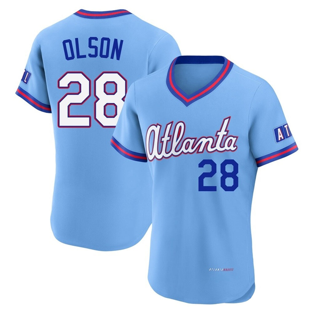 A.Braves #28 Matt Olson Player Powder Blue 2026 City Connect T-shirt Limited Elite Home Game Edoa Stitched Jerseys