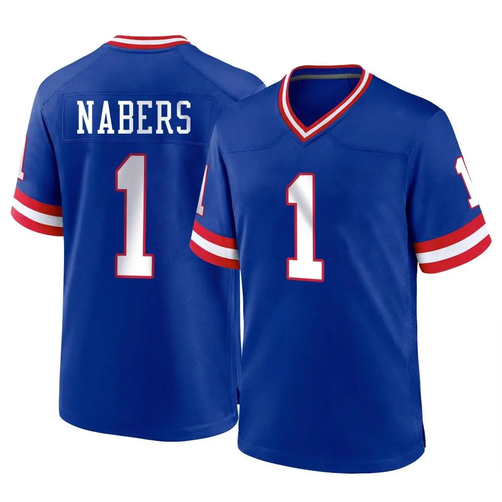 NY.Giants #1 Malik Nabers Player Royal Classic Home Game Edoa Stitched Jerseys