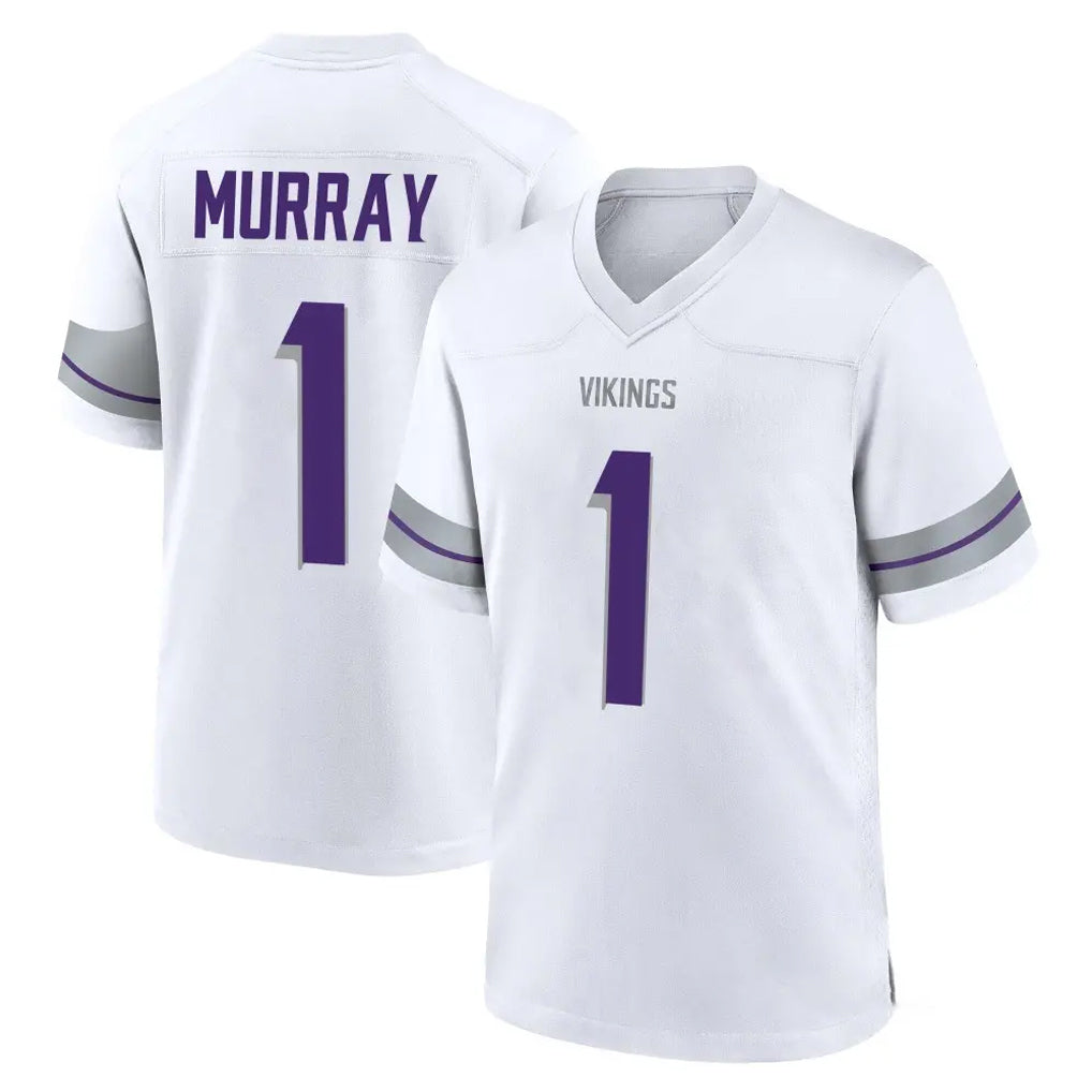 M.Vikings #1 Kyler Murray Player White Alternate Home Game Edoa Stitched Jerseys
