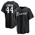 A.Braves #44 Hank Aaron Player Black Home Game Edoa Stitched Jerseys