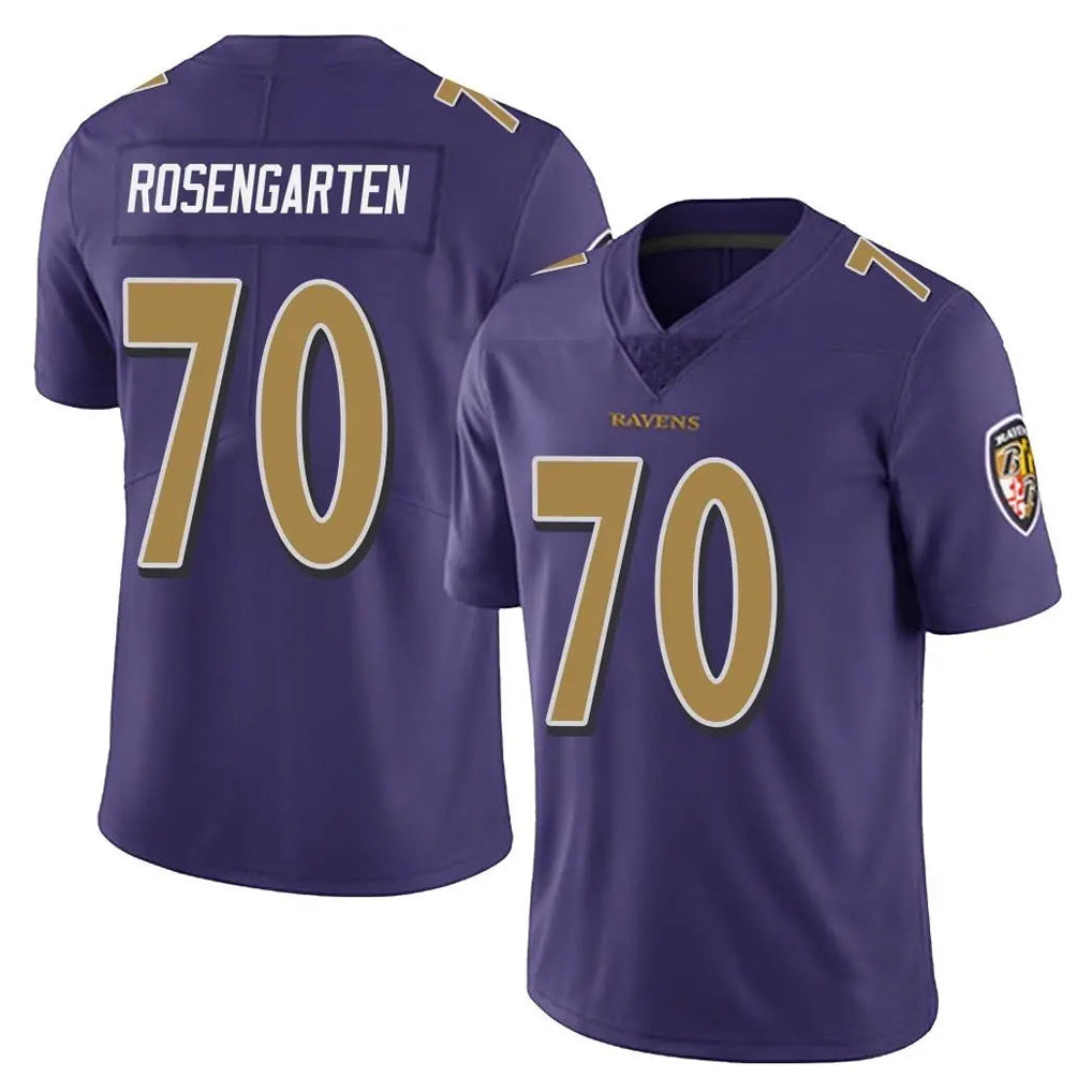 B.Ravens #70 Roger Rosengarten Player Purple Color Rush Vapor Untouchable Limited Home Game Edoa Stitched Jerseys