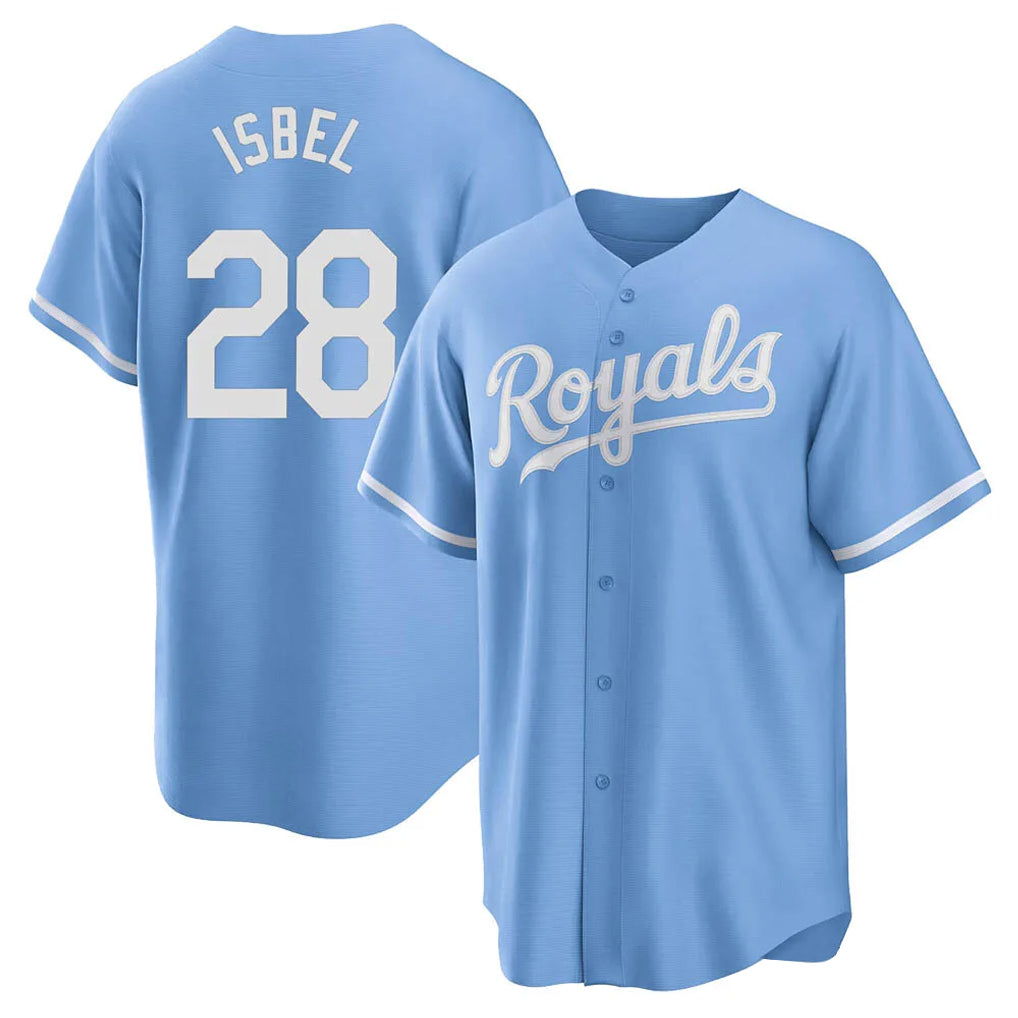 KC.Royals #28 Kyle Isbel Player Light Blue Home Game Edoa Stitched Jerseys