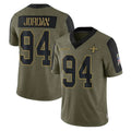 NO.Saints #94 Cameron Jordan Player Olive Salute To Service Limited Game Edoa Stitched Jerseys