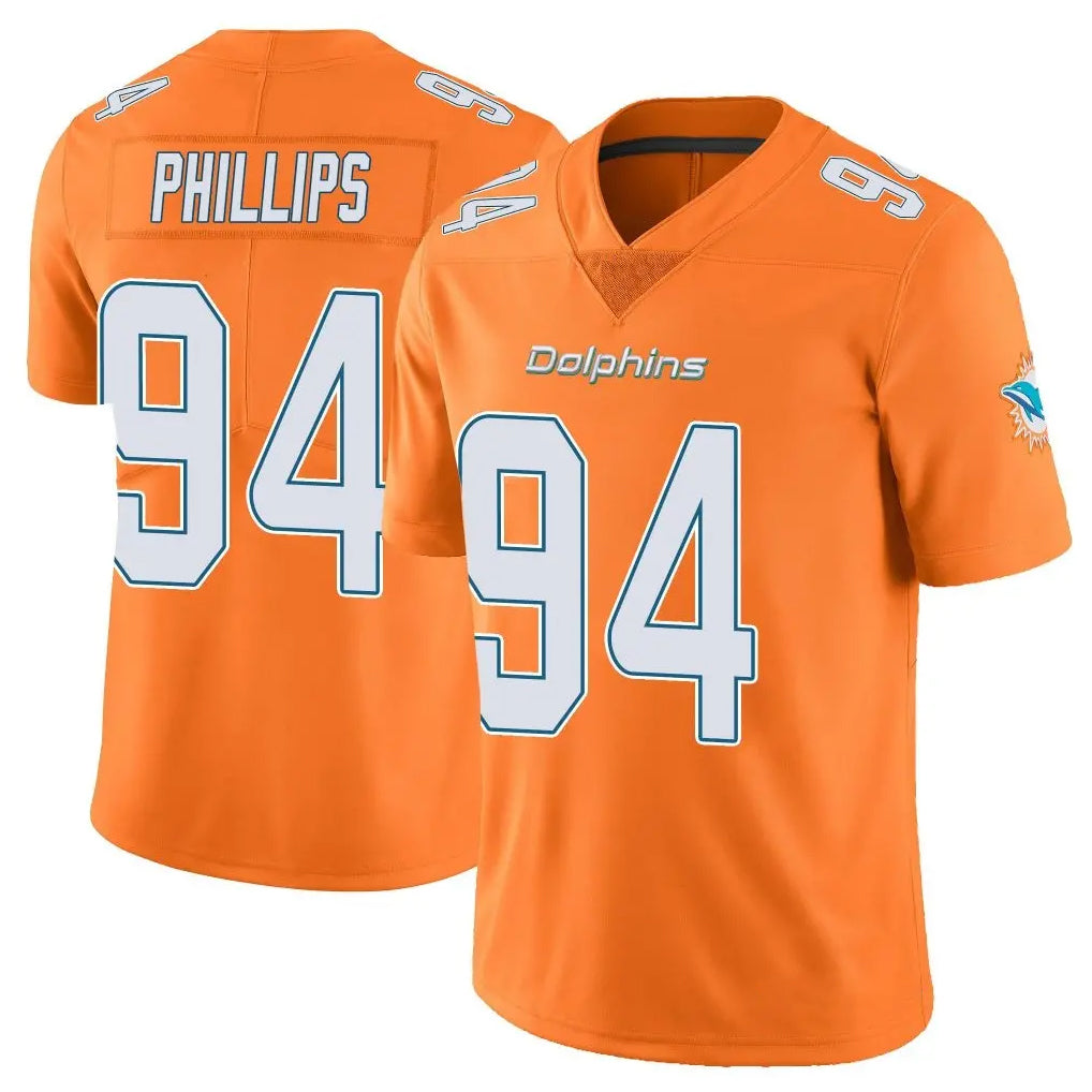M.Dolphins #94 Jordan Phillips Player Orange Limited Home Game Edoa Stitched Jerseys