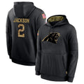 C.Panthers #2 Michael Jackson Player Black Salute to Service Pullover Hoodies Limited Game Edoa Stitched Jerseys
