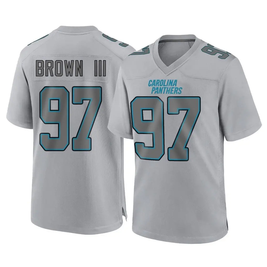 C.Panthers #97 Bobby Brown III Player Gray Atmosphere Fashion Game Edoa Stitched Jerseys