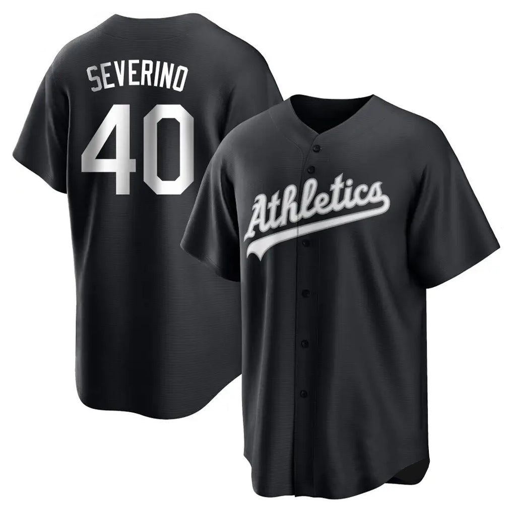 Athletics #40 Luis Severino Player Black Fashion Home Game Edoa Stitched Jerseys