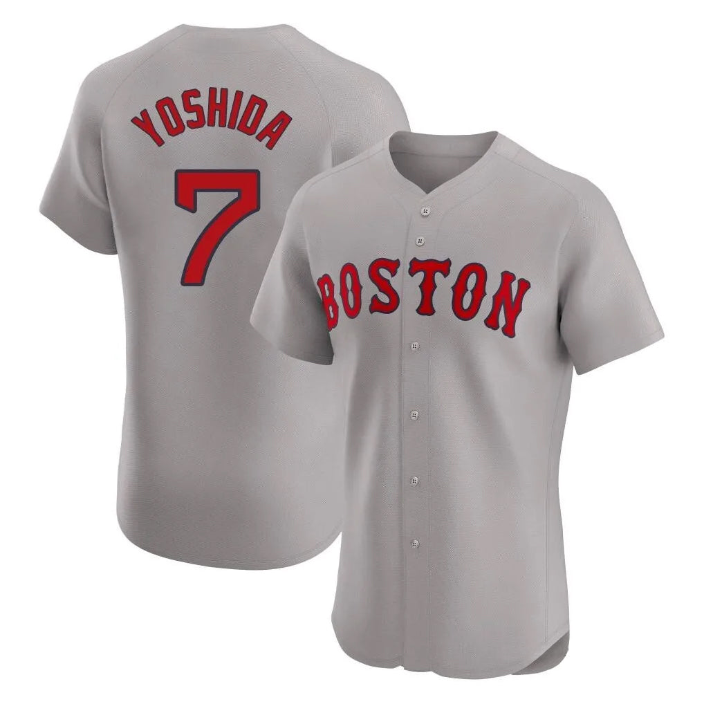 B.Red Sox #7 Masataka Yoshida Player Gray Road Limited Elite Home Game Edoa Stitched Jerseys