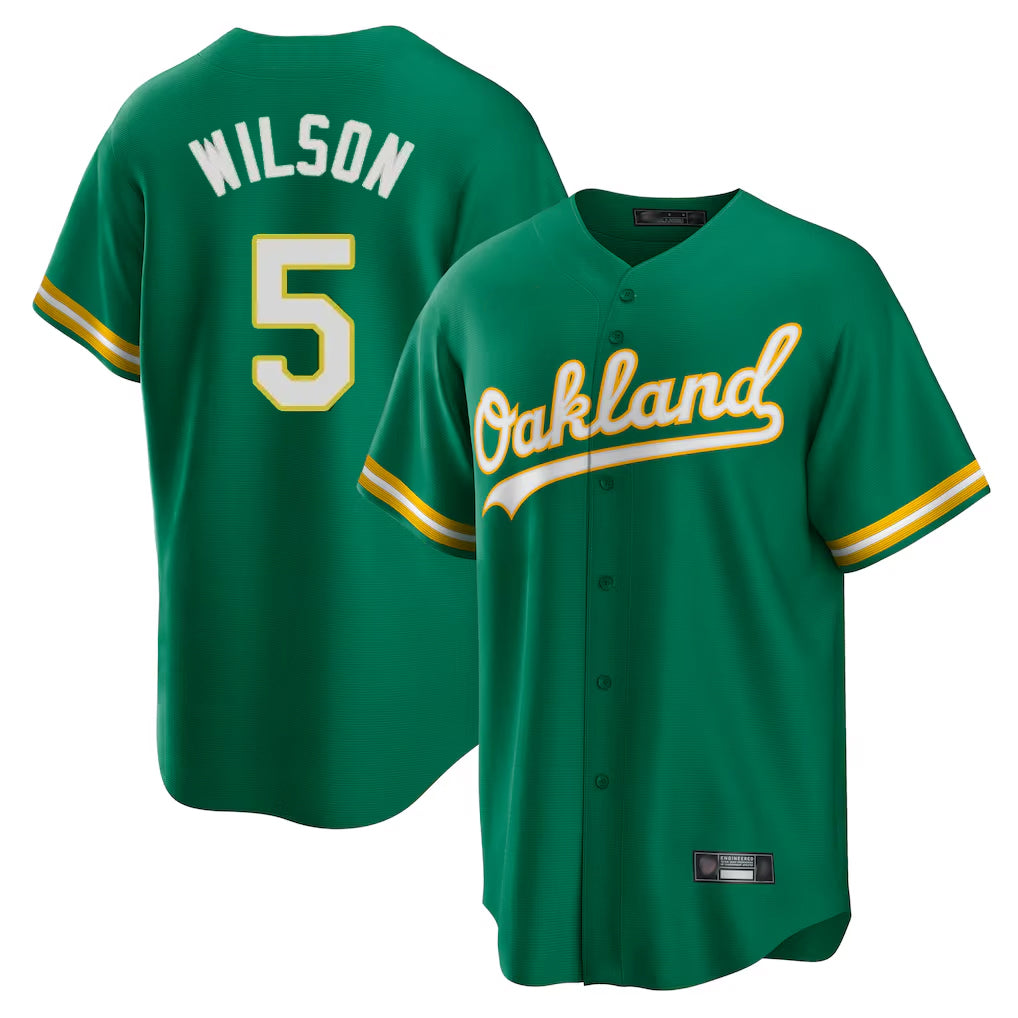 Athletics #5 Jacob Wilson Player Kelly Green Home Game Edoa Stitched Jerseys
