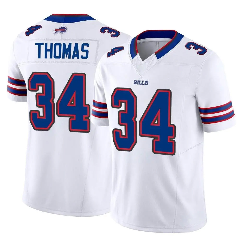 B.Bills #34 Thurman Thomas Player White Vapor F.U.S.E. Limited Home Game Edoa Stitched Jerseys