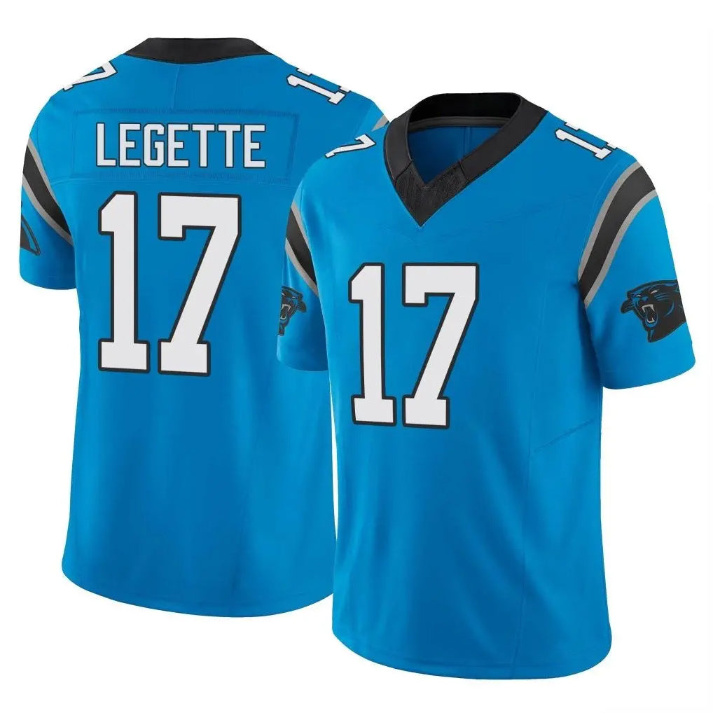 C.Panthers #17 Xavier Legette Player Blue Vapor F.U.S.E. Limited Home Game Edoa Stitched Jerseys