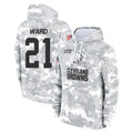C.Browns #21 Denzel Ward Player Arctic Camo Salute to Service Hoodies Limited Game Edoa Stitched Jerseys