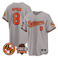 B.Orioles #8 Cal Ripken Player Gray 30th Anniversary of 2131 Home Game Edoa Stitched Jerseys