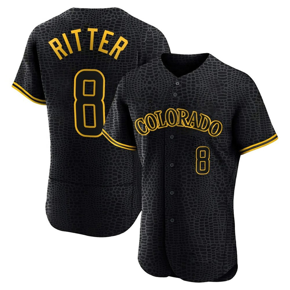 C.Rockies #8 Ryan Ritter Player Black Snake Skin City Limited Elite Home Edoa Stitched Jerseys