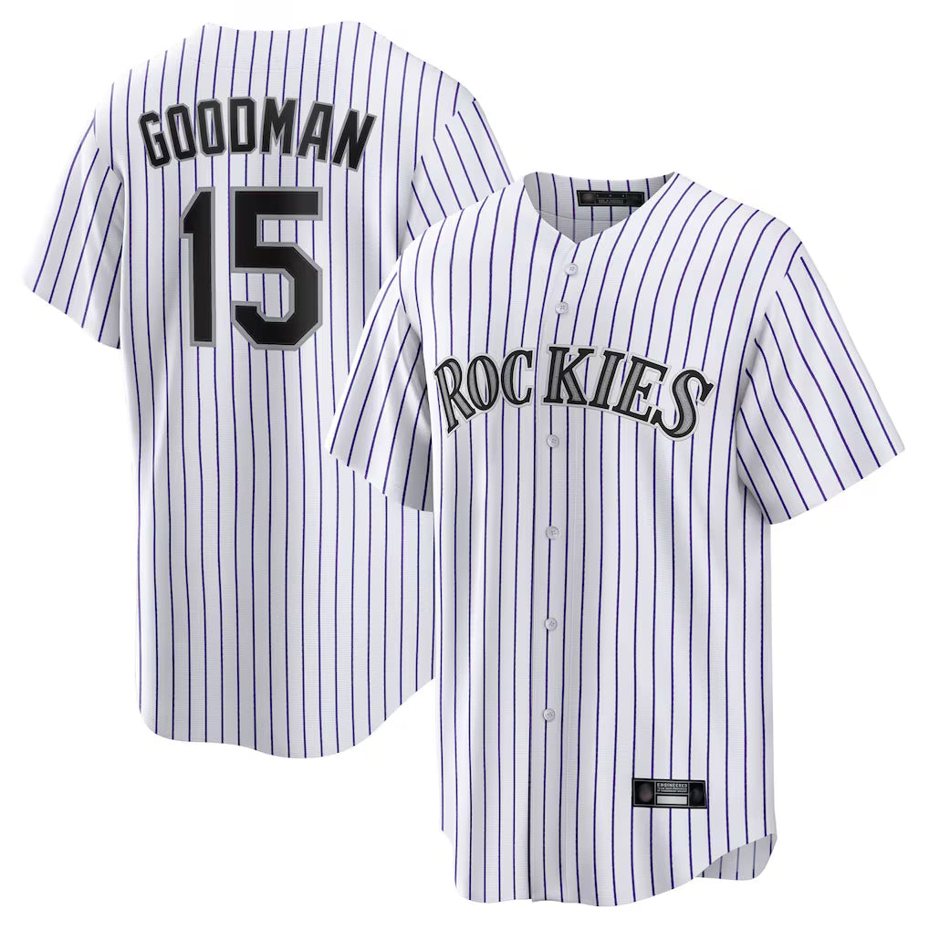 C.Rockies #15 Hunter Goodman Player White Game Home Edoa Stitched Jerseys