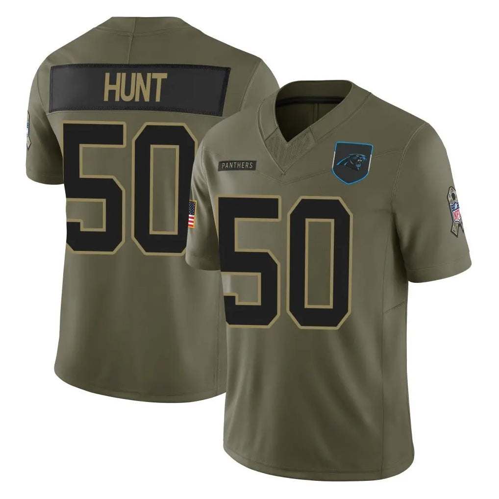 C.Panthers #50 Robert Hunt Player Olive 2025 Salute to Service Limited Game Edoa Stitched Jerseys