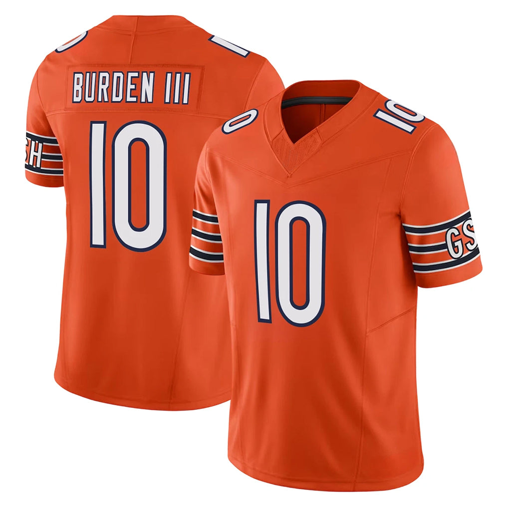 C.Bears #10 Luther Burden III Player Orange Vapor F.U.S.E. Limited Home Game Edoa Stitched Jerseys