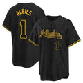A.Braves #1 Ozzie Albies Player Black Snake Skin City Home Game Edoa Stitched Jerseys