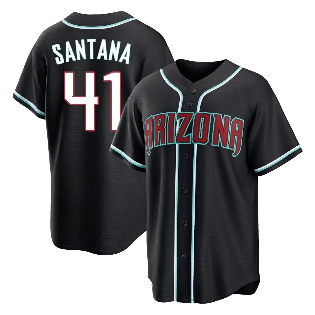 A.Diamondbacks #41 Carlos Santana Player Black Home Game Edoa Stitched Jerseys