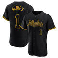 A.Braves #1 Ozzie Albies Player Black Snake Skin City Limited Elite Home Game Edoa Stitched Jerseys