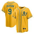 Athletics #9 Reggie Jackson Player Gold Alternate Home Game Edoa Stitched Jerseys