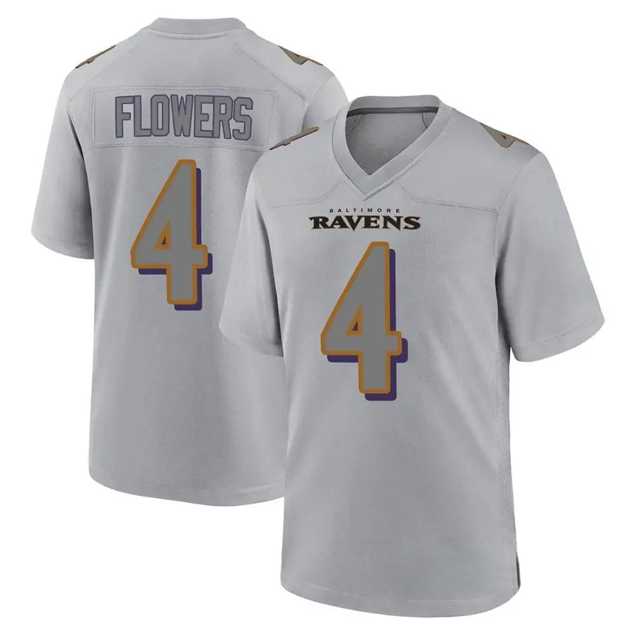 B.Ravens #4 Zay Flowers Player Gray Color Rush Vapor Untouchable Limited Home Game Edoa Stitched Jerseys