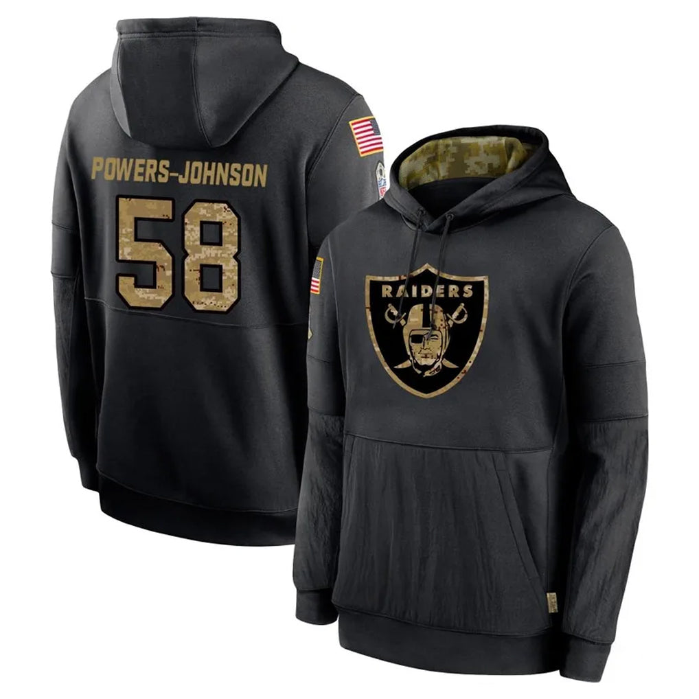 LV.Raiders #58 Jackson Powers-Johnson Player Black Salute to Service Hoodies Limited Game Edoa Stitched Jerseys