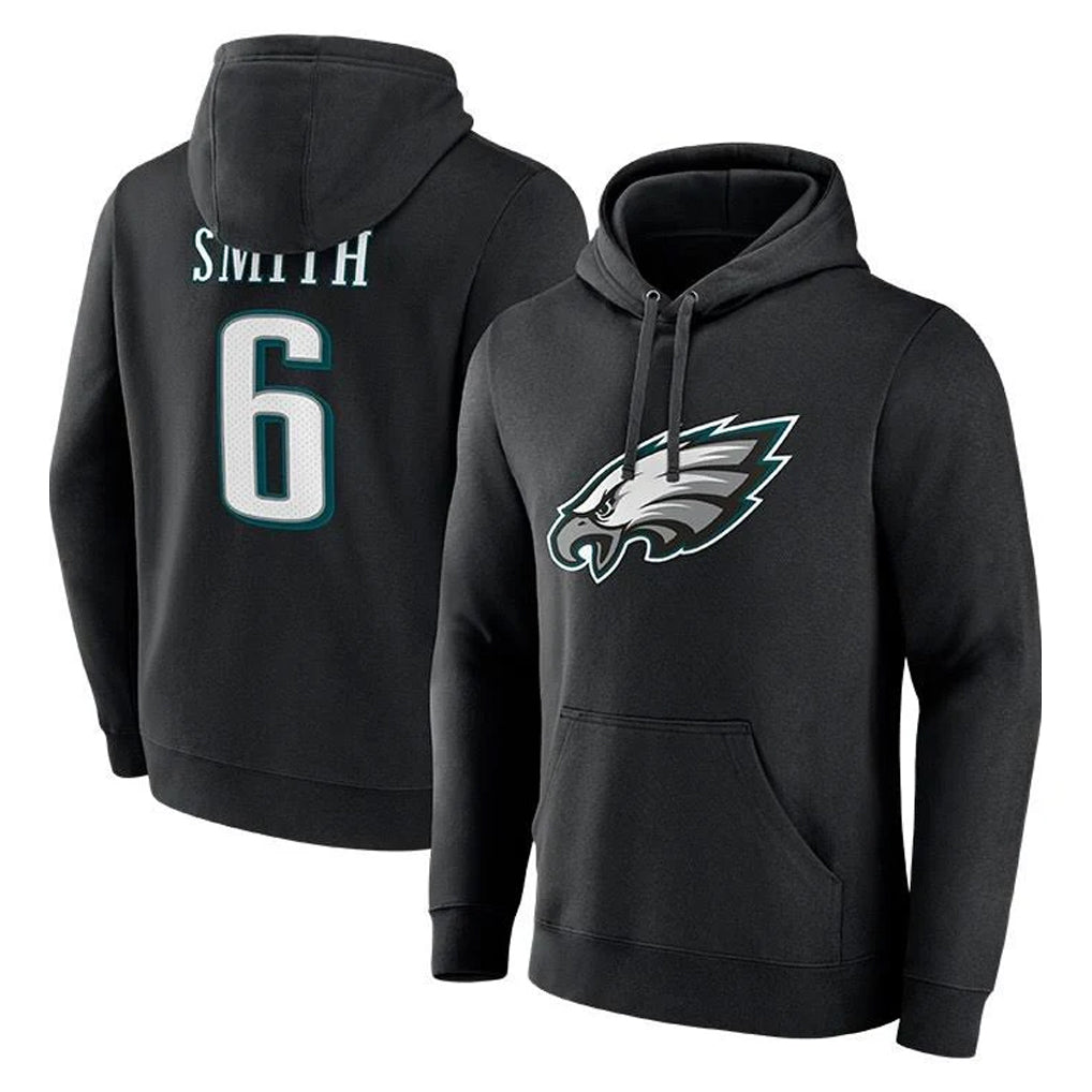 P.Eagles #6 DeVonta Smith Player Black Pullover Hoodies Home Game Edoa Stitched Jerseys