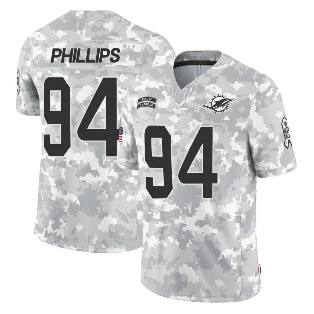 M.Dolphins #94 Jordan Phillips Player Arctic Camo Salute To Service Limited Game Edoa Stitched Jerseys