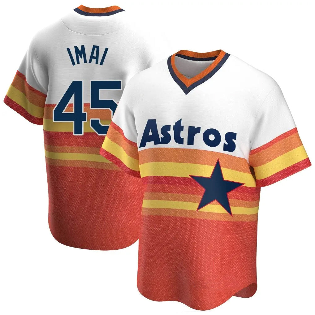 H.Astros #45 Tatsuya Imai Player Rainbow Cooperstown Collection T-shirt Edoa Stitched Jerseys
