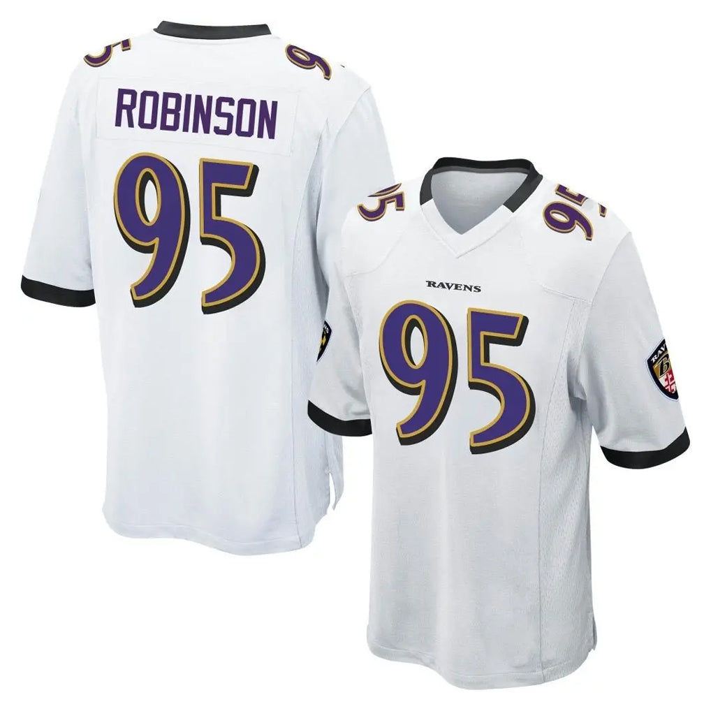 B.Ravens #95 Tavius Robinson Player White Home Game Edoa Stitched Jerseys