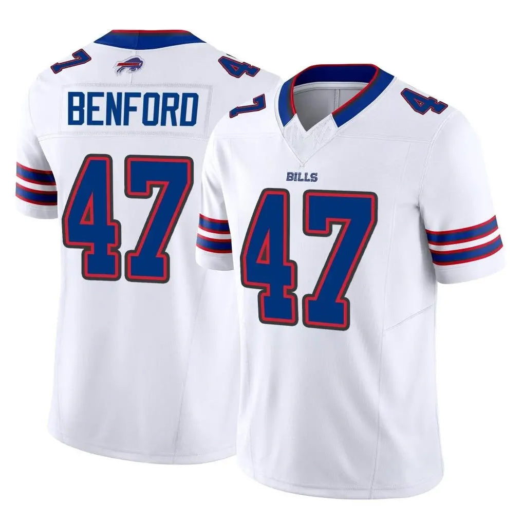 B.Bills #47 Christian Benford Player White Vapor F.U.S.E. Limited Home Game Edoa Stitched Jerseys