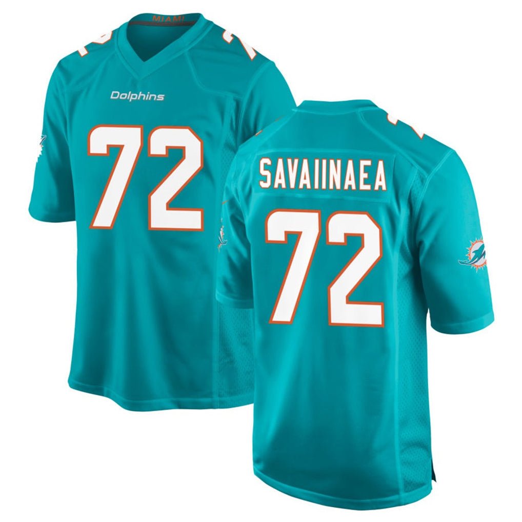 M.Dolphins #72 Jonah Savaiinaea Player Aqua Home Game Edoa Stitched Jerseys