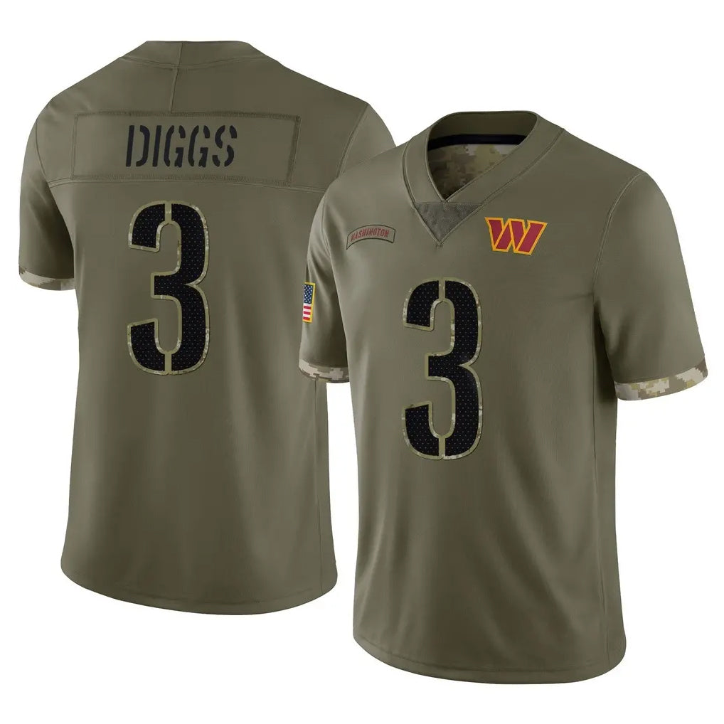 W.Commanders #3 Stefon Diggs Player Olive Salute To Service Limited Home Game Edoa Stitched Jerseys