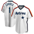 H.Astros #1 Carlos Correa Player White Cooperstown Collection T-shirt Edoa Stitched Jerseys