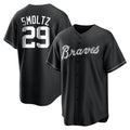 A.Braves #29 John Smoltz Player Black Home Game Edoa Stitched Jerseys