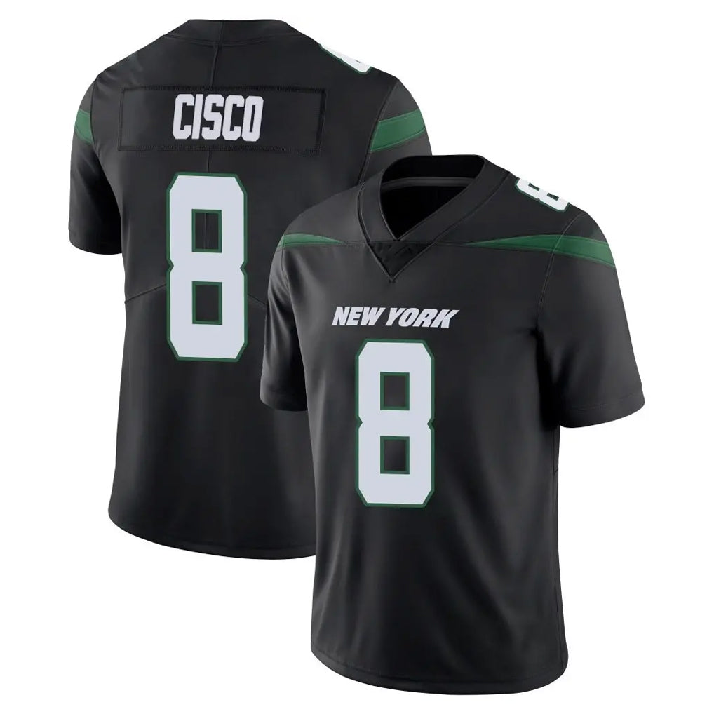 NY.Jets #8 Andre Cisco Player Stealth Black Limited Vapor Home Game Edoa Stitched Jerseys