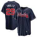 A.Braves #29 John Smoltz Player Navy Home Game Edoa Stitched Jerseys